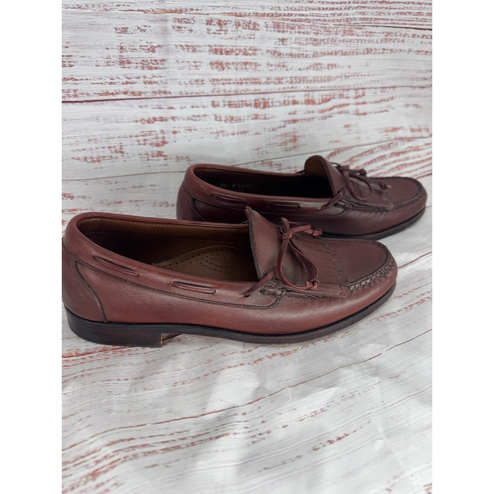 Allen Edmonds Alameda Dress‎ Shoes Mens 8.5 D Burgundy Leather Kiltie Loafers - Picture 2 of 9
